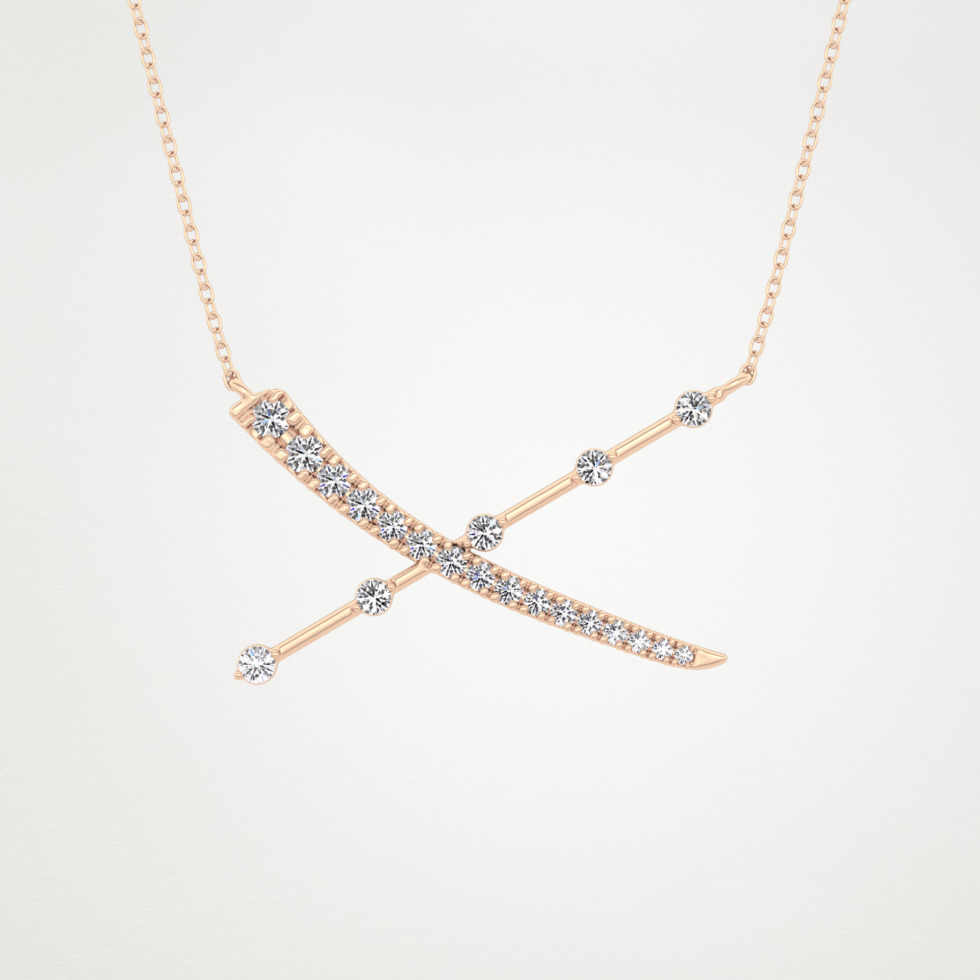 0.34 CT Moissanite X Shaped Necklace in 14K or 18K Solid Gold – DEF Color, VVS Clarity
