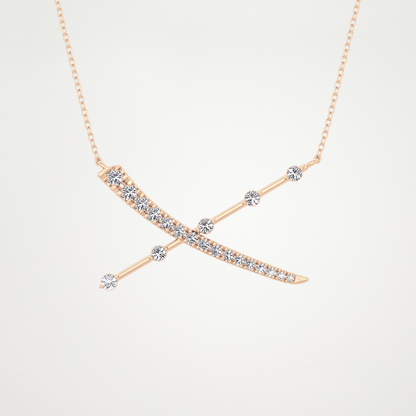 0.34 CT Moissanite X Shaped Necklace in 14K or 18K Solid Gold – DEF Color, VVS Clarity