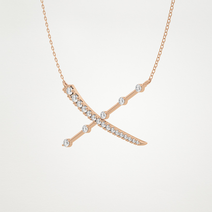 0.34 CT Moissanite X Shaped Necklace in 14K or 18K Solid Gold – DEF Color, VVS Clarity
