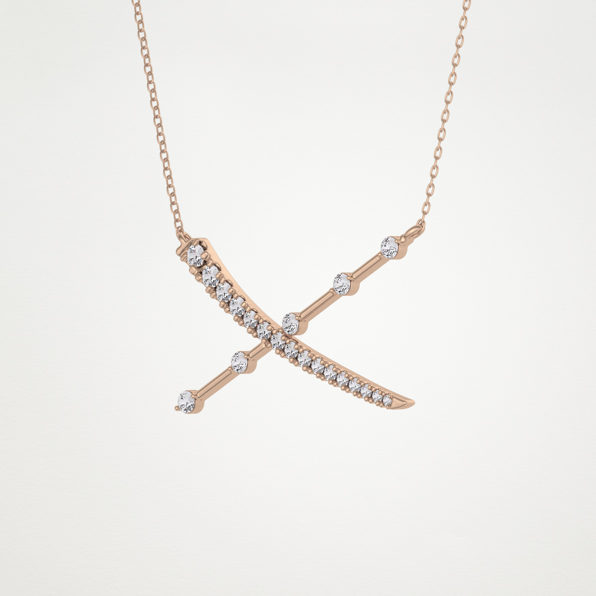 0.34 CT Moissanite X Shaped Necklace in 14K or 18K Solid Gold – DEF Color, VVS Clarity