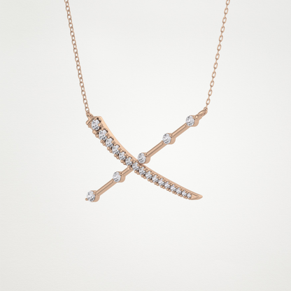 0.34 CT Moissanite X Shaped Necklace in 14K or 18K Solid Gold – DEF Color, VVS Clarity