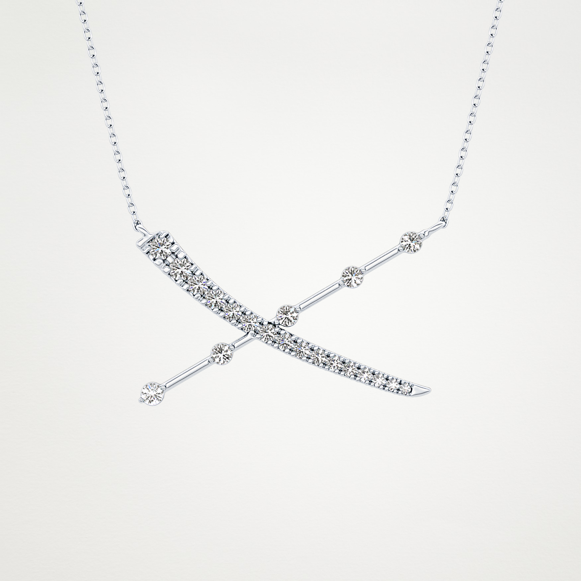 0.34 CT Moissanite X Shaped Necklace in 14K or 18K Solid Gold – DEF Color, VVS Clarity
