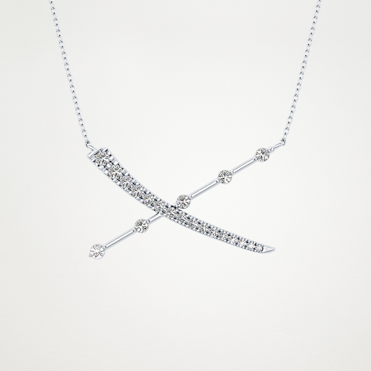 0.34 CT Moissanite X Shaped Necklace in 14K or 18K Solid Gold – DEF Color, VVS Clarity