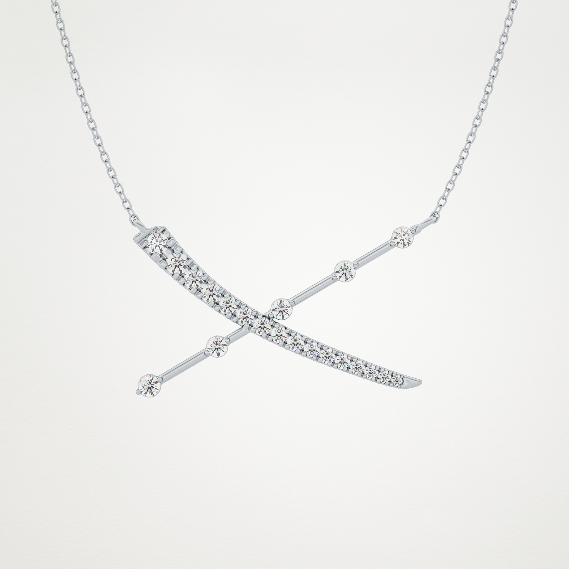 0.34 CT Moissanite X Shaped Necklace in 14K or 18K Solid Gold – DEF Color, VVS Clarity