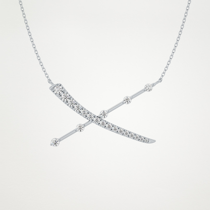 0.34 CT Moissanite X Shaped Necklace in 14K or 18K Solid Gold – DEF Color, VVS Clarity