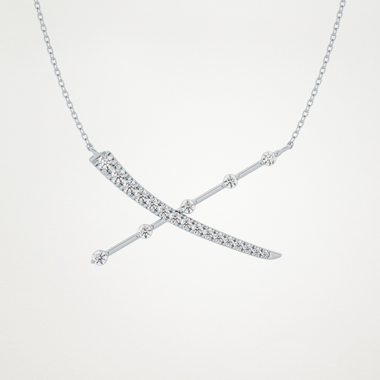 0.34 CT Moissanite X Shaped Necklace in 14K or 18K Solid Gold – DEF Color, VVS Clarity