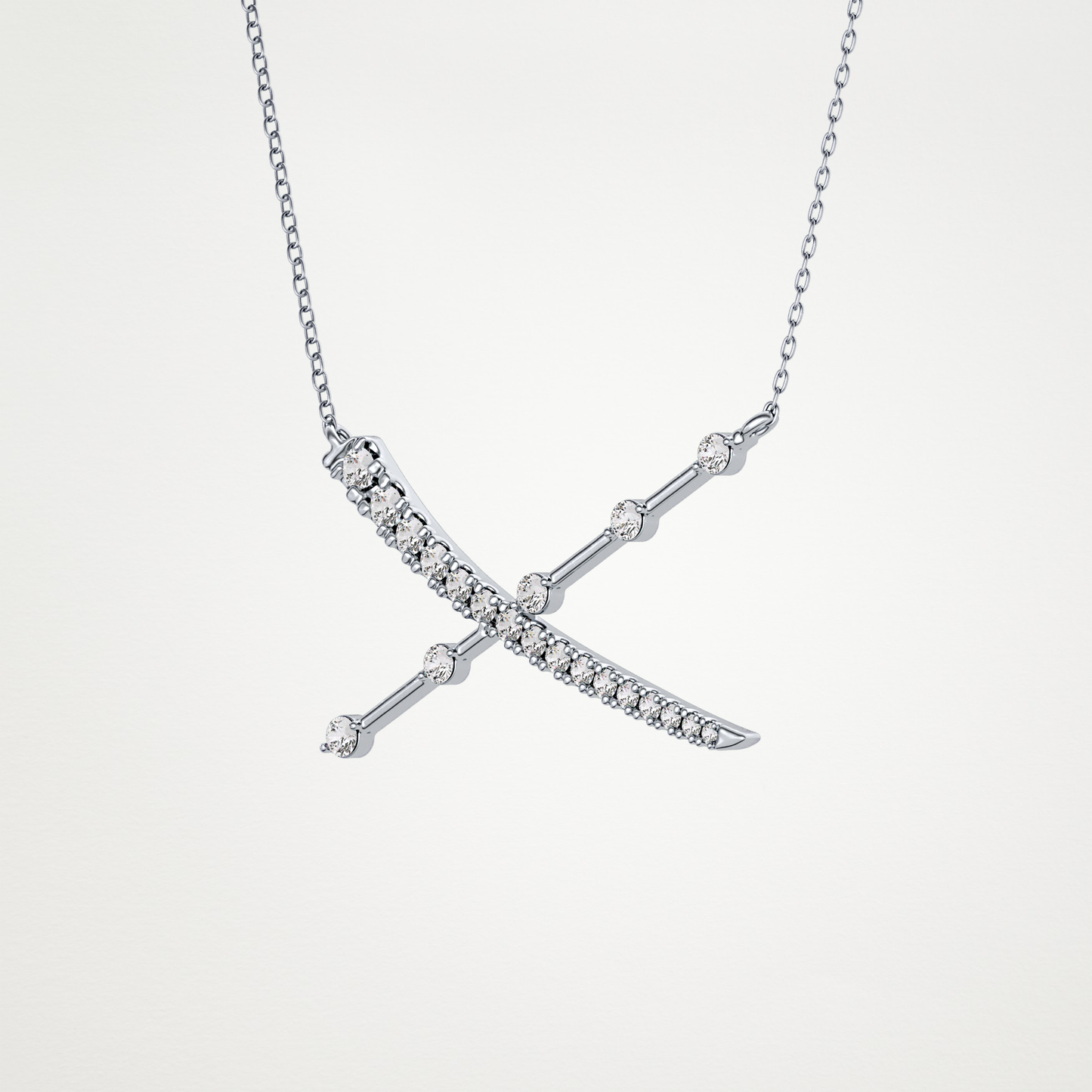0.34 CT Moissanite X Shaped Necklace in 14K or 18K Solid Gold – DEF Color, VVS Clarity