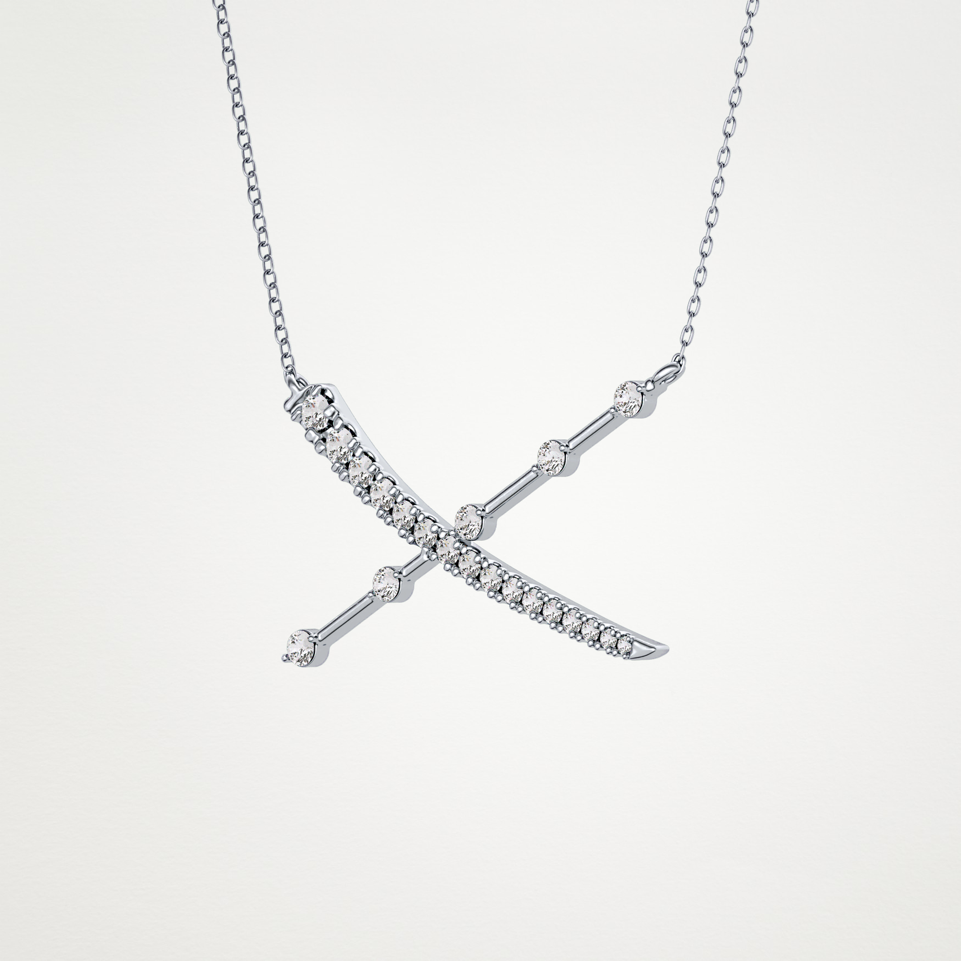 0.34 CT Moissanite X Shaped Necklace in 14K or 18K Solid Gold – DEF Color, VVS Clarity