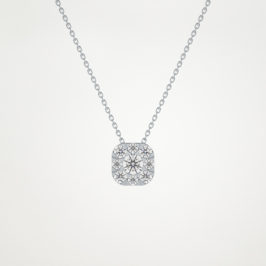 1.16 CT Moissanite Cushion Necklace in 14K or 18K Solid Gold – DEF Color, VVS Clarity