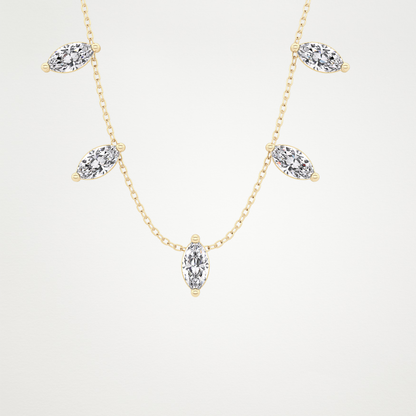 0.88 CT Moissanite Marquise Necklace in 14K or 18K Solid Gold – DEF Color, VVS Clarity