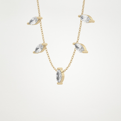 0.88 CT Moissanite Marquise Necklace in 14K or 18K Solid Gold – DEF Color, VVS Clarity