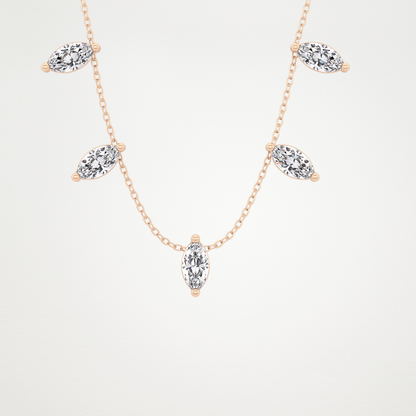 0.88 CT Moissanite Marquise Necklace in 14K or 18K Solid Gold – DEF Color, VVS Clarity