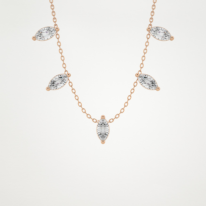 0.88 CT Moissanite Marquise Necklace in 14K or 18K Solid Gold – DEF Color, VVS Clarity