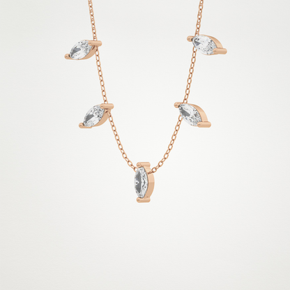 0.88 CT Moissanite Marquise Necklace in 14K or 18K Solid Gold – DEF Color, VVS Clarity