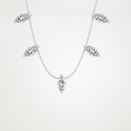 0.88 CT Moissanite Marquise Necklace in 14K or 18K Solid Gold – DEF Color, VVS Clarity