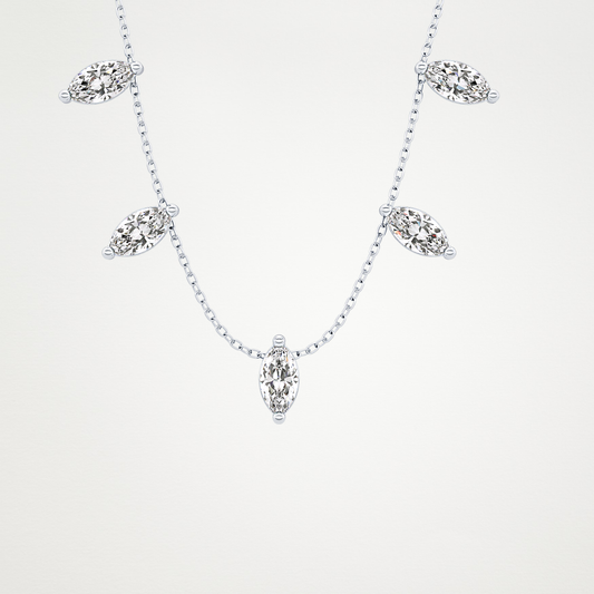 0.88 CT Moissanite Marquise Necklace in 14K or 18K Solid Gold – DEF Color, VVS Clarity