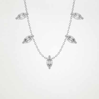 0.88 CT Moissanite Marquise Necklace in 14K or 18K Solid Gold – DEF Color, VVS Clarity
