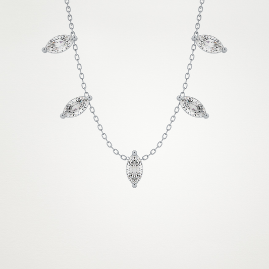 0.88 CT Moissanite Marquise Necklace in 14K or 18K Solid Gold – DEF Color, VVS Clarity