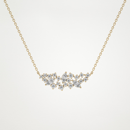 0.248 CT Moissanite Round & Marquise Necklace in 14K or 18K Solid Gold – DEF Color, VVS Clarity