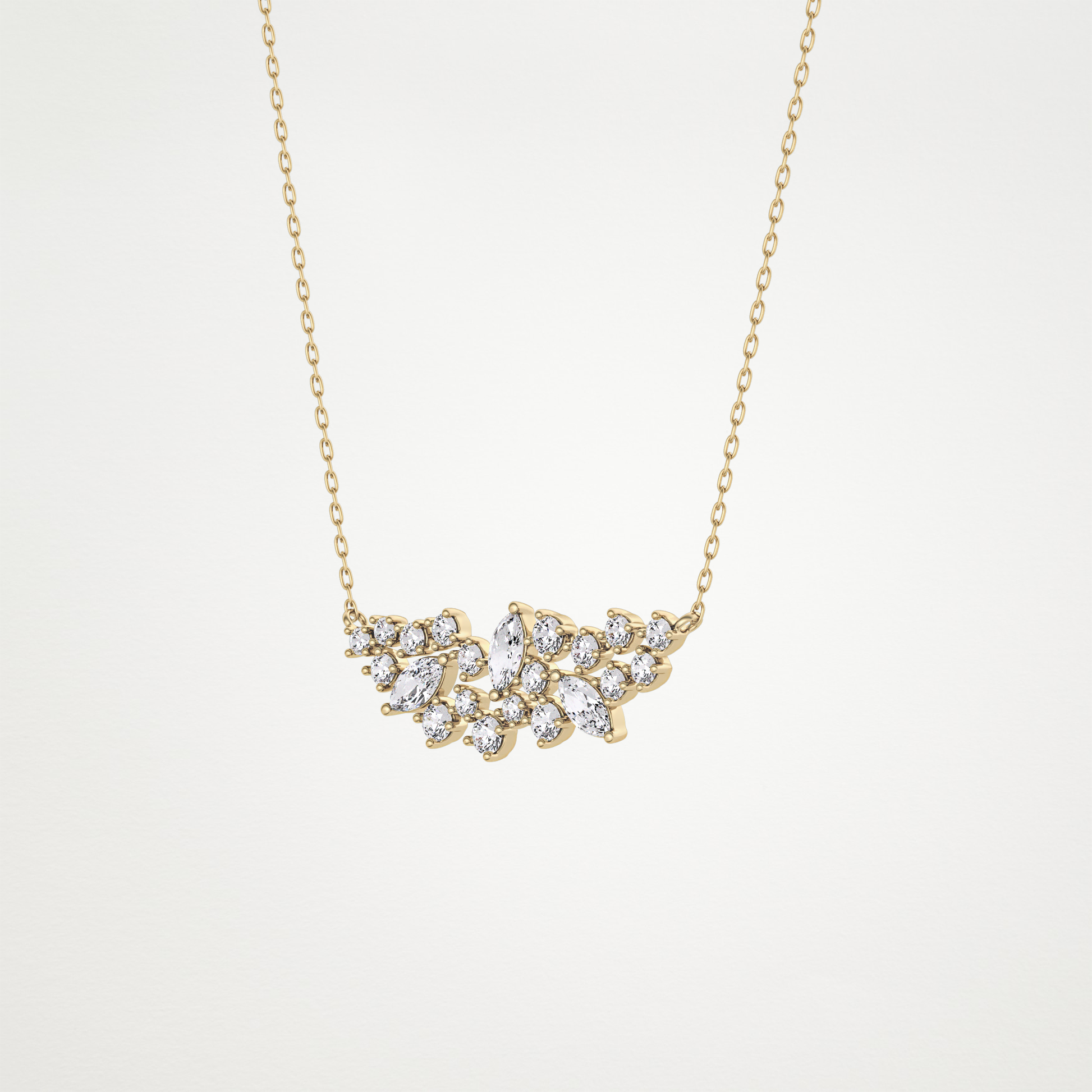 0.248 CT Moissanite Round & Marquise Necklace in 14K or 18K Solid Gold – DEF Color, VVS Clarity