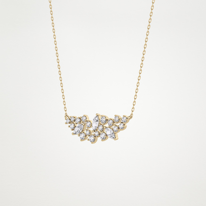 0.248 CT Moissanite Round & Marquise Necklace in 14K or 18K Solid Gold – DEF Color, VVS Clarity