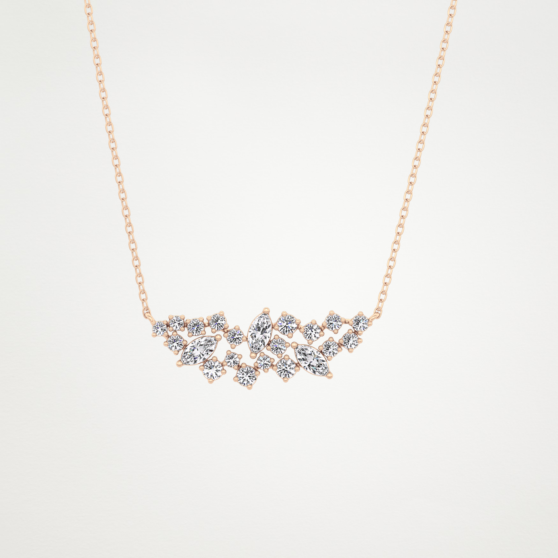 0.248 CT Moissanite Round & Marquise Necklace in 14K or 18K Solid Gold – DEF Color, VVS Clarity
