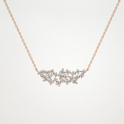 0.248 CT Moissanite Round & Marquise Necklace in 14K or 18K Solid Gold – DEF Color, VVS Clarity