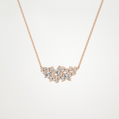 0.248 CT Moissanite Round & Marquise Necklace in 14K or 18K Solid Gold – DEF Color, VVS Clarity