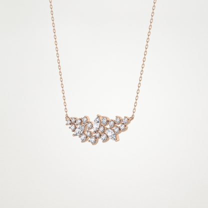 0.248 CT Moissanite Round & Marquise Necklace in 14K or 18K Solid Gold – DEF Color, VVS Clarity