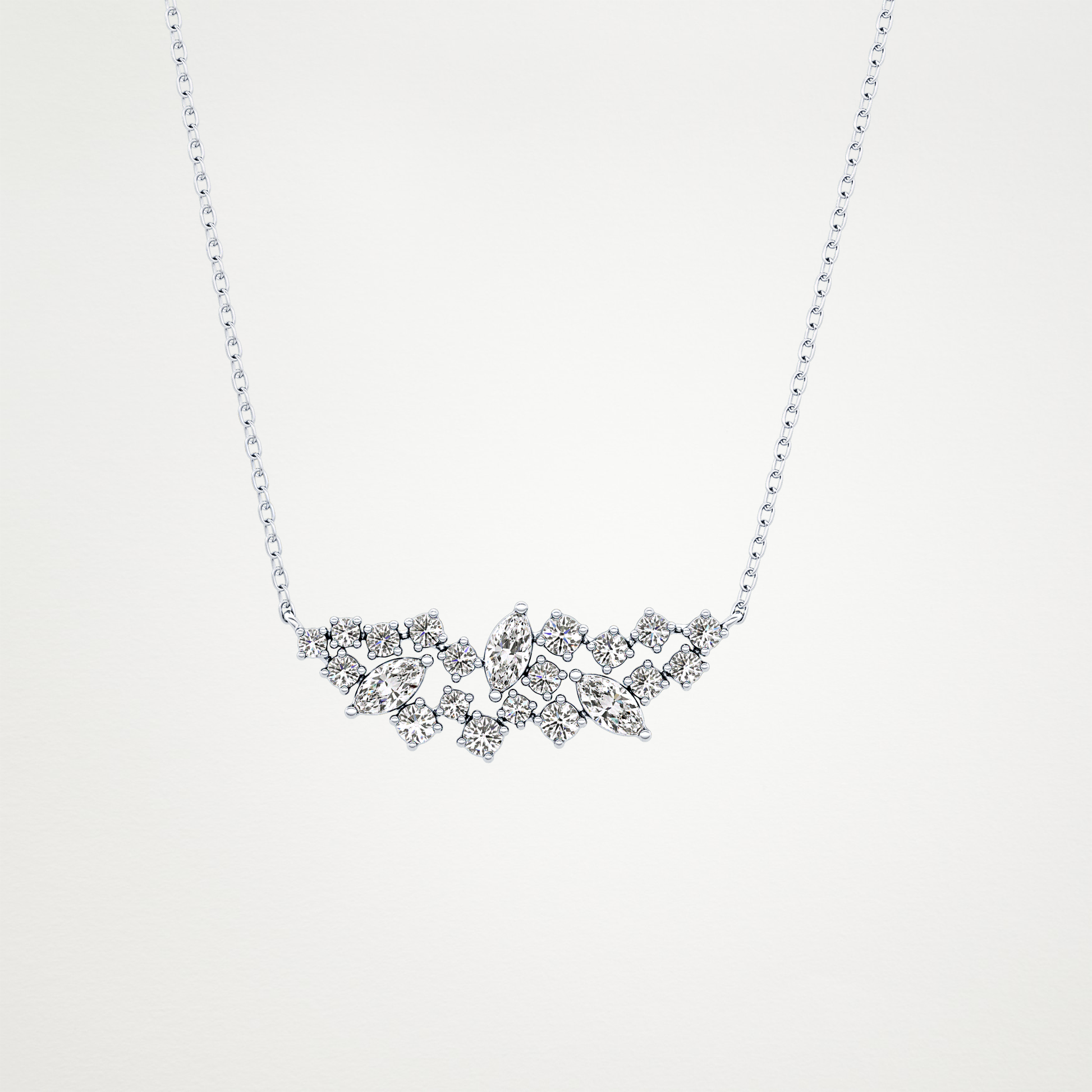 0.248 CT Moissanite Round & Marquise Necklace in 14K or 18K Solid Gold – DEF Color, VVS Clarity