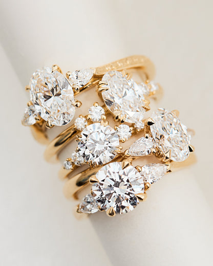 Marquise Shaped Three Stone Lab Grown Diamond Engagement Ring