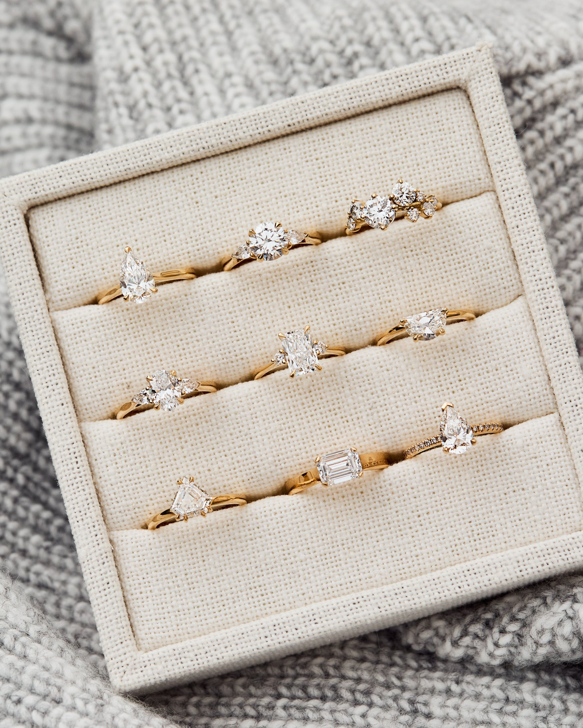 Marquise Shaped Three Stone Lab Grown Diamond Engagement Ring