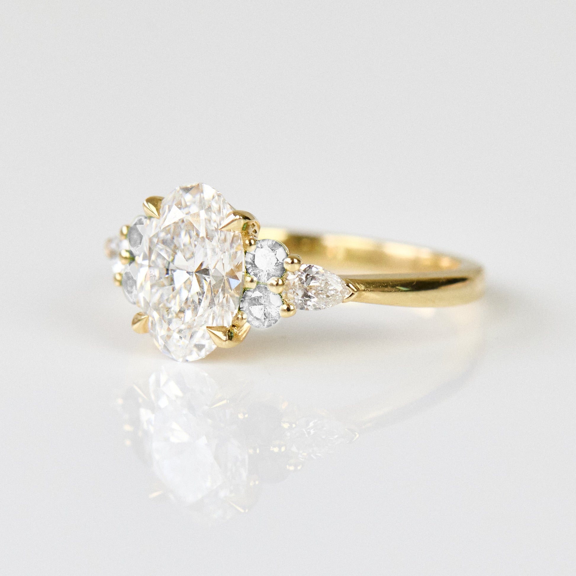 Marquise Shaped Three Stone Lab Grown Diamond Engagement Ring