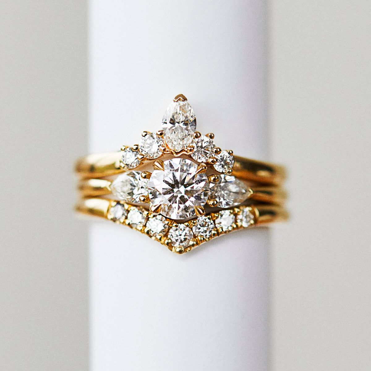 Marquise Shaped Three Stone Lab Grown Diamond Engagement Ring