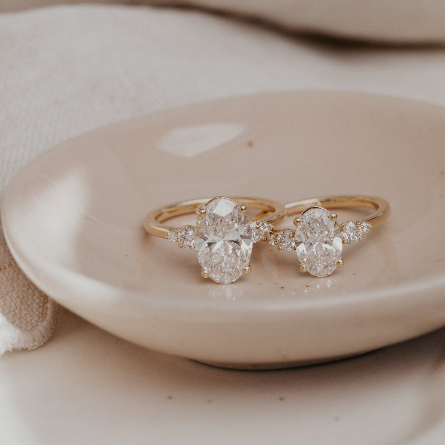 Marquise Shaped Three Stone Lab Grown Diamond Engagement Ring