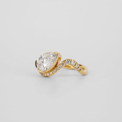 1.51 CT Pear Shaped Pave Moissanite Engagement Ring