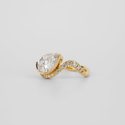 1.51 CT Pear Shaped Pave Moissanite Engagement Ring