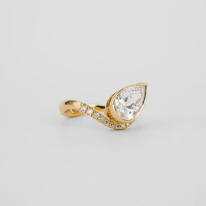 1.51 CT Pear Shaped Pave Moissanite Engagement Ring