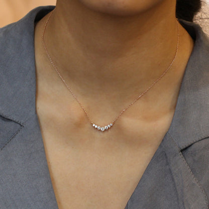 0.55 CT 7-Diamonds Moissanite Diamond Necklace in Solid Gold