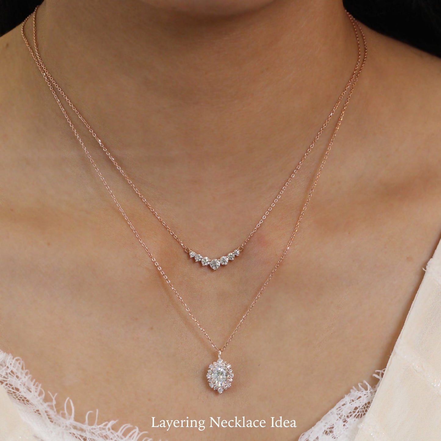 1.78 TCW Oval Moissanite Diamond Necklace in Solid Gold