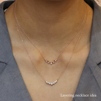 0.55 CT 7-Diamonds Moissanite Diamond Necklace in Solid Gold