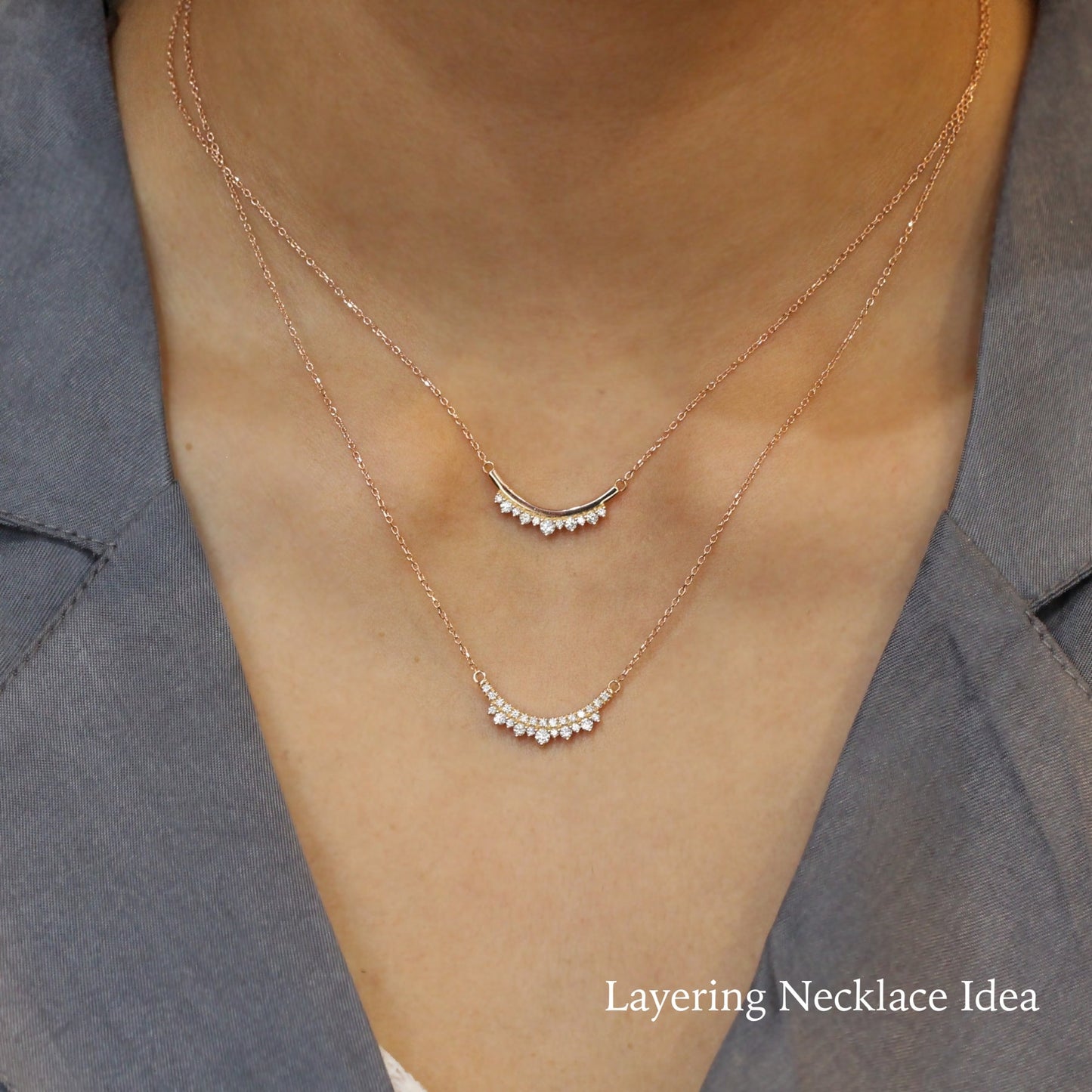 0.35 CT Crowned Round Moissanite Diamond Necklace in Solid Gold