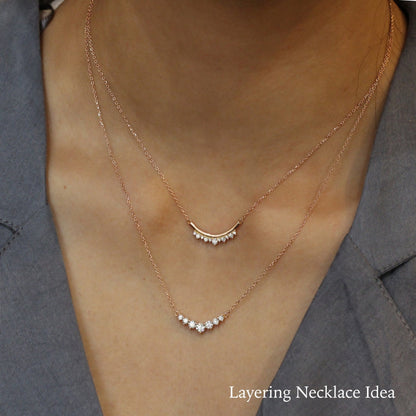 0.55 CT 7-Diamonds Moissanite Diamond Necklace in Solid Gold