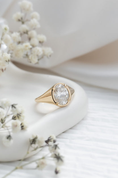 Marquise Shaped Three Stone Lab Grown Diamond Engagement Ring