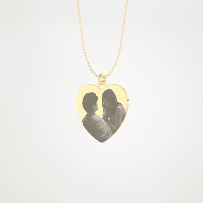 Custom Photo Printed Heart Shaped Pendant Necklace – 14K/18K Gold & 925 Silver 7