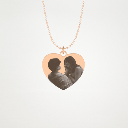 Custom Photo Printed Heart Shaped Pendant Necklace – 14K/18K Gold & 925 Silver 11