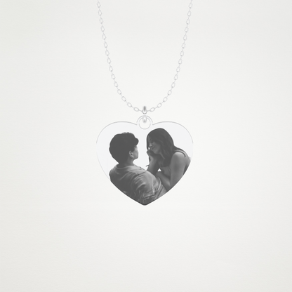Custom Photo Printed Heart Shaped Pendant Necklace – 14K/18K Gold & 925 Silver 1