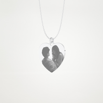 Custom Photo Printed Heart Shaped Pendant Necklace – 14K/18K Gold & 925 Silver 2