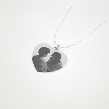 Custom Photo Printed Heart Shaped Pendant Necklace – 14K/18K Gold & 925 Silver 5