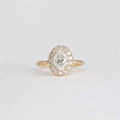 1.00 CT Oval Shaped Halo Moissanite Engagement Ring